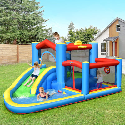 Castillo Inflable de Agua para Niños con Tobogán y Ventilador