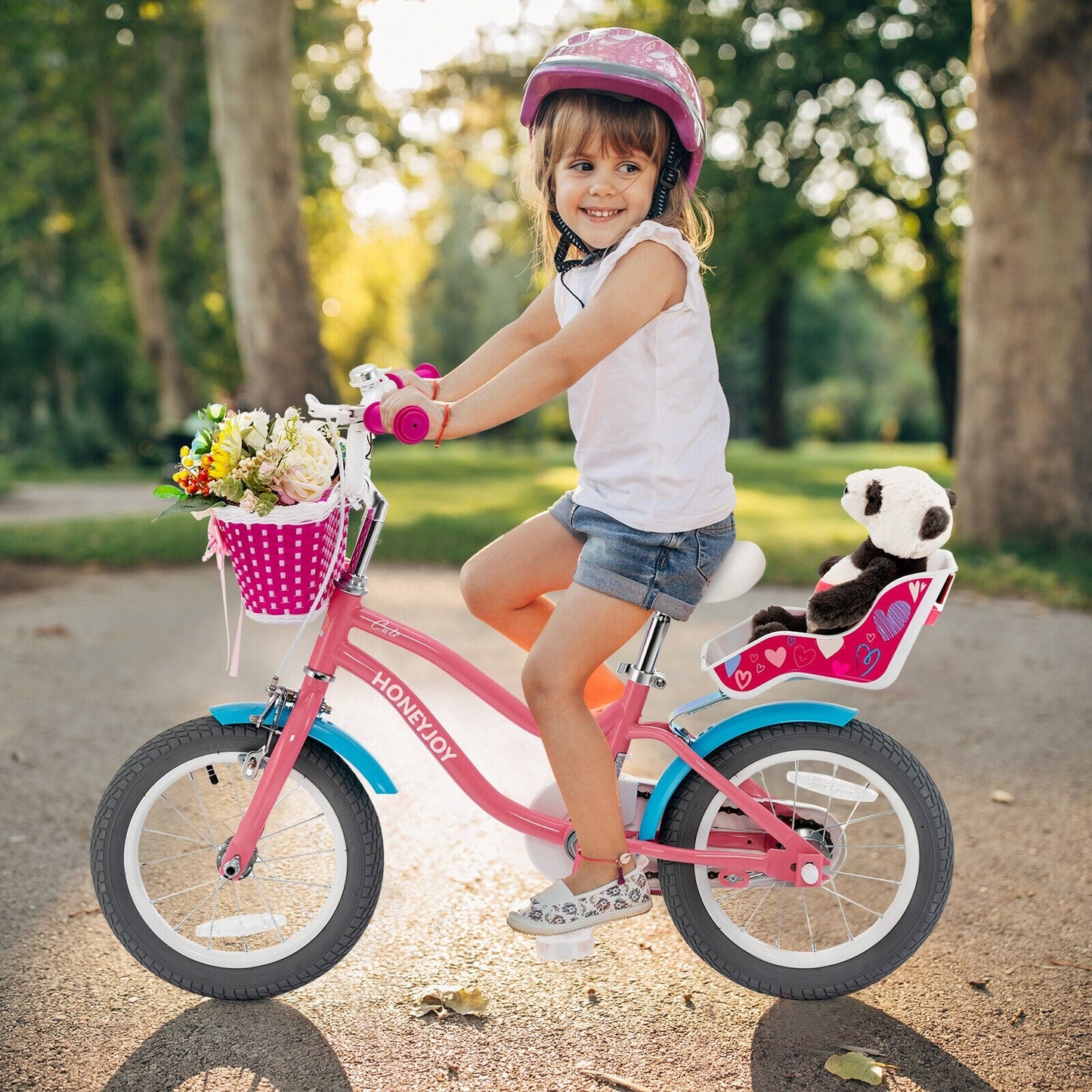 Vélo pour enfants Gbruno avec roues d'entraînement - 14 pouces