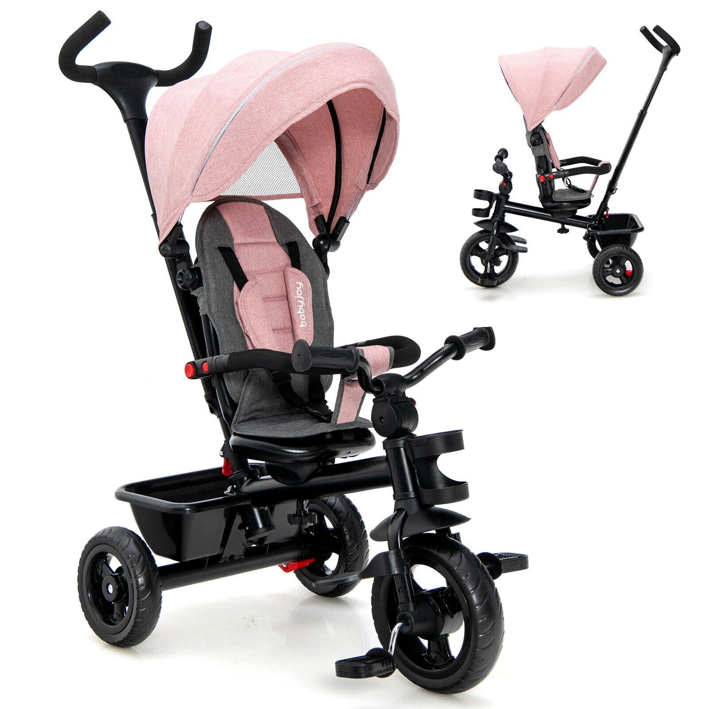 4-in-1 Baby Tricycle Toddler Trike - Pink