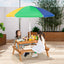 3-in-1 Kids Outdoor Picnic Water Sand Table with Umbrella - Yellow