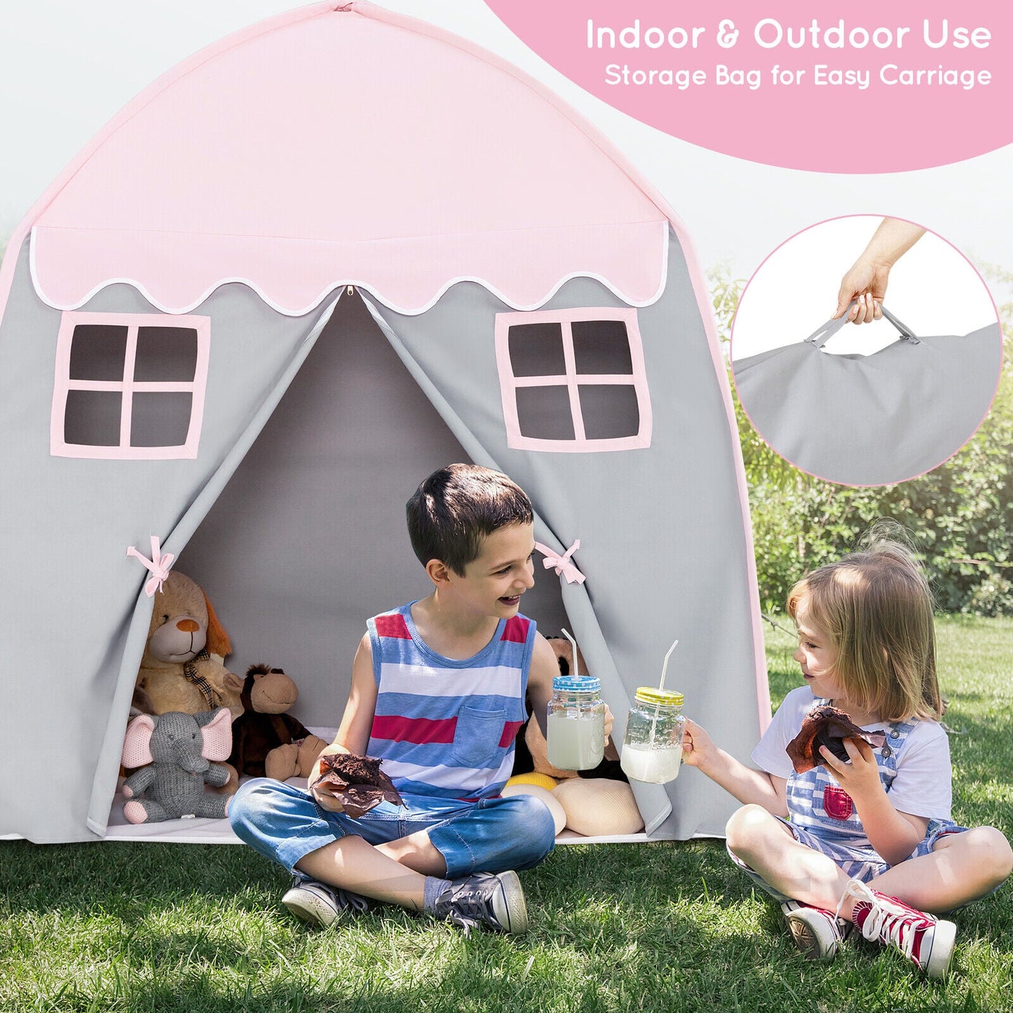 Gbruno Portable Indoor Kids Play Castle Tent - Pink