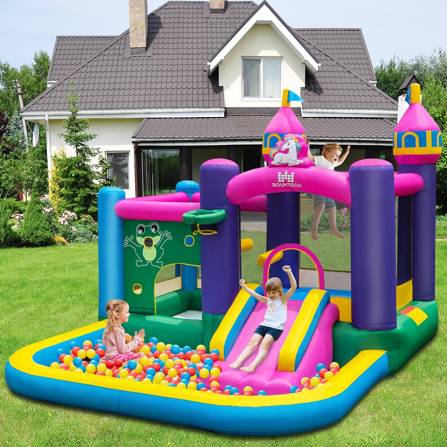 Castillo Inflable Unicornio 6 en 1 para Niños con Ventilador