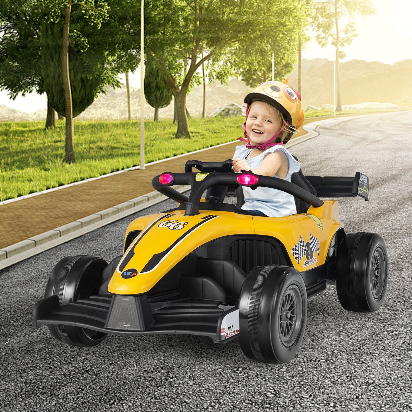 12V Kids Electric Formula Racing Car with Remote Control - Yellow