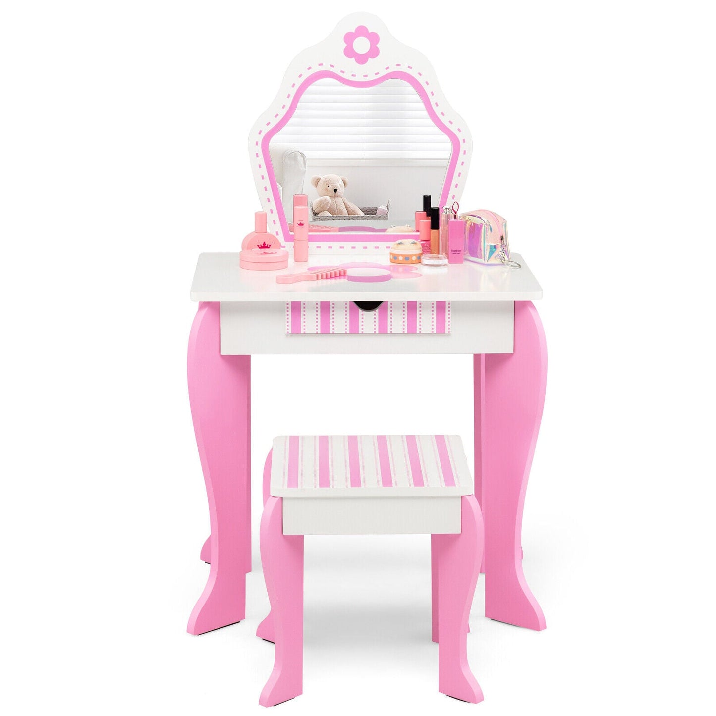 Conjunto de tocador 2 en 1 para niños pequeños con parte superior desmontable - Blanco