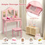 Conjunto de Mesa de Vanity con Espejo de Maquillaje Rosa para Niños