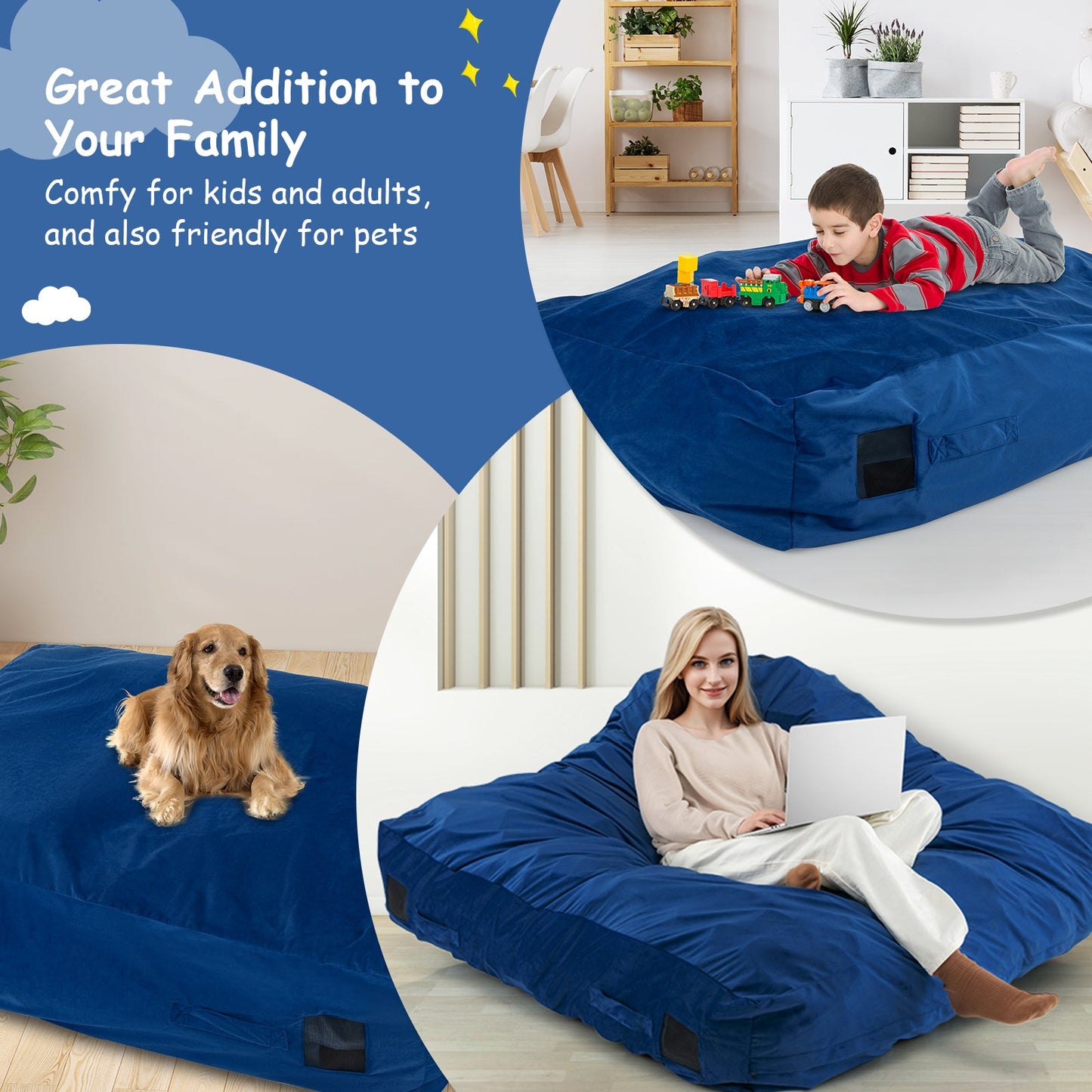 Alfombra Sensorial Crash Pad de 47 x 35.5 Pulgadas con Bloques de Espuma - Azul