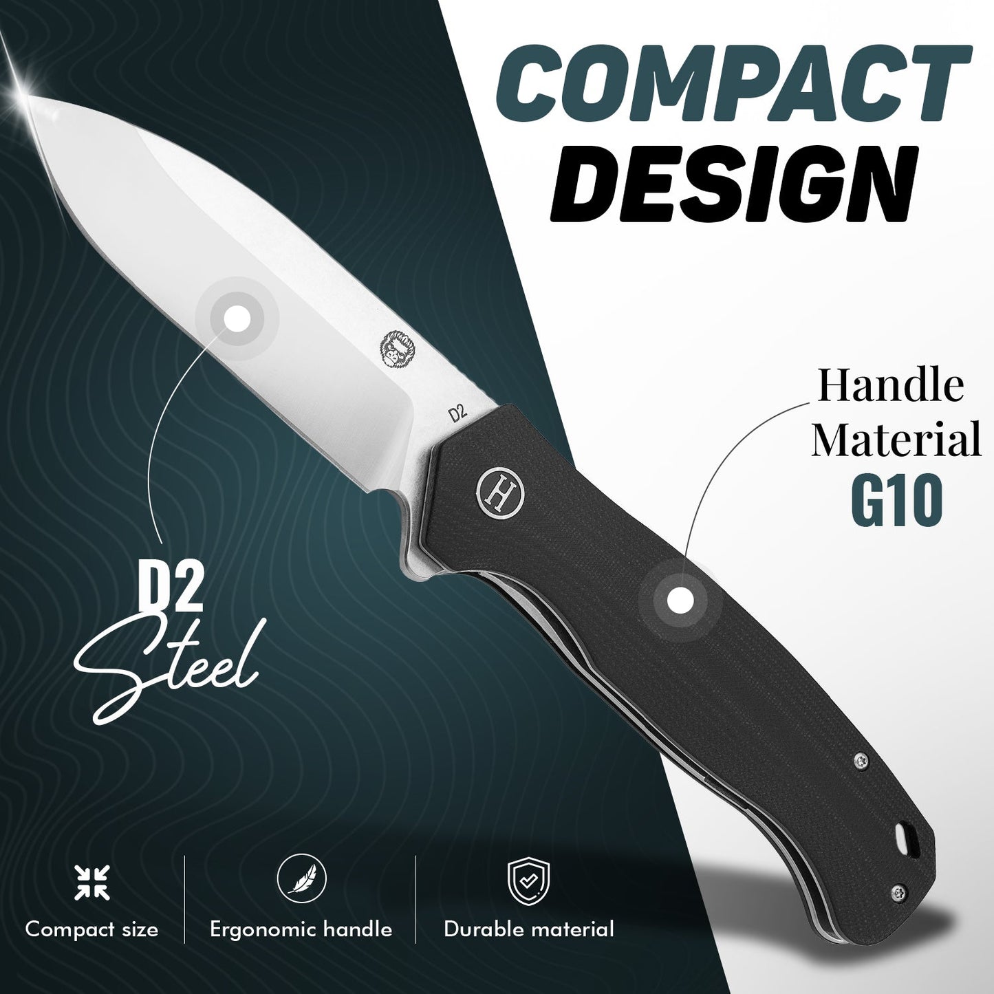 The Wild Trail Folding Pocket Knife Giftset for Men and Women (Silver and Black) - Korvel