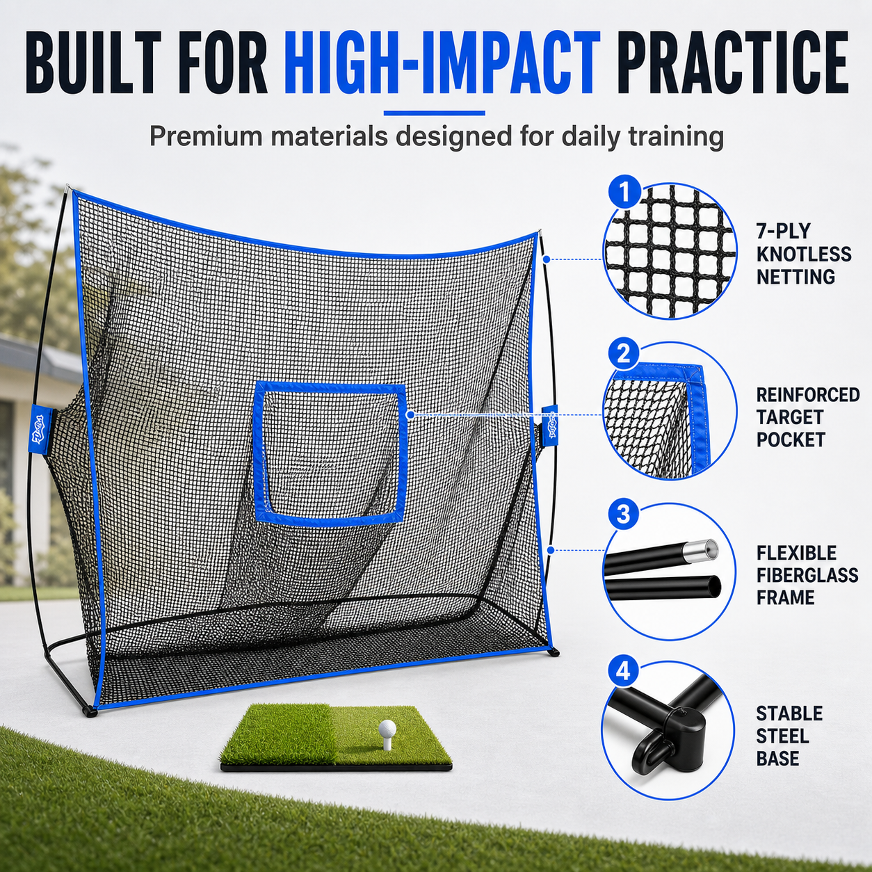 Portable Golf Practice Net - 10ft x 7ft Training Aid