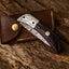 Personalized Damascus Steel EDC Folding Knife | 3-Inch Blade, Wenge Wood Handle, Leather Case | Unique Gift for Any Occasion - Korvel