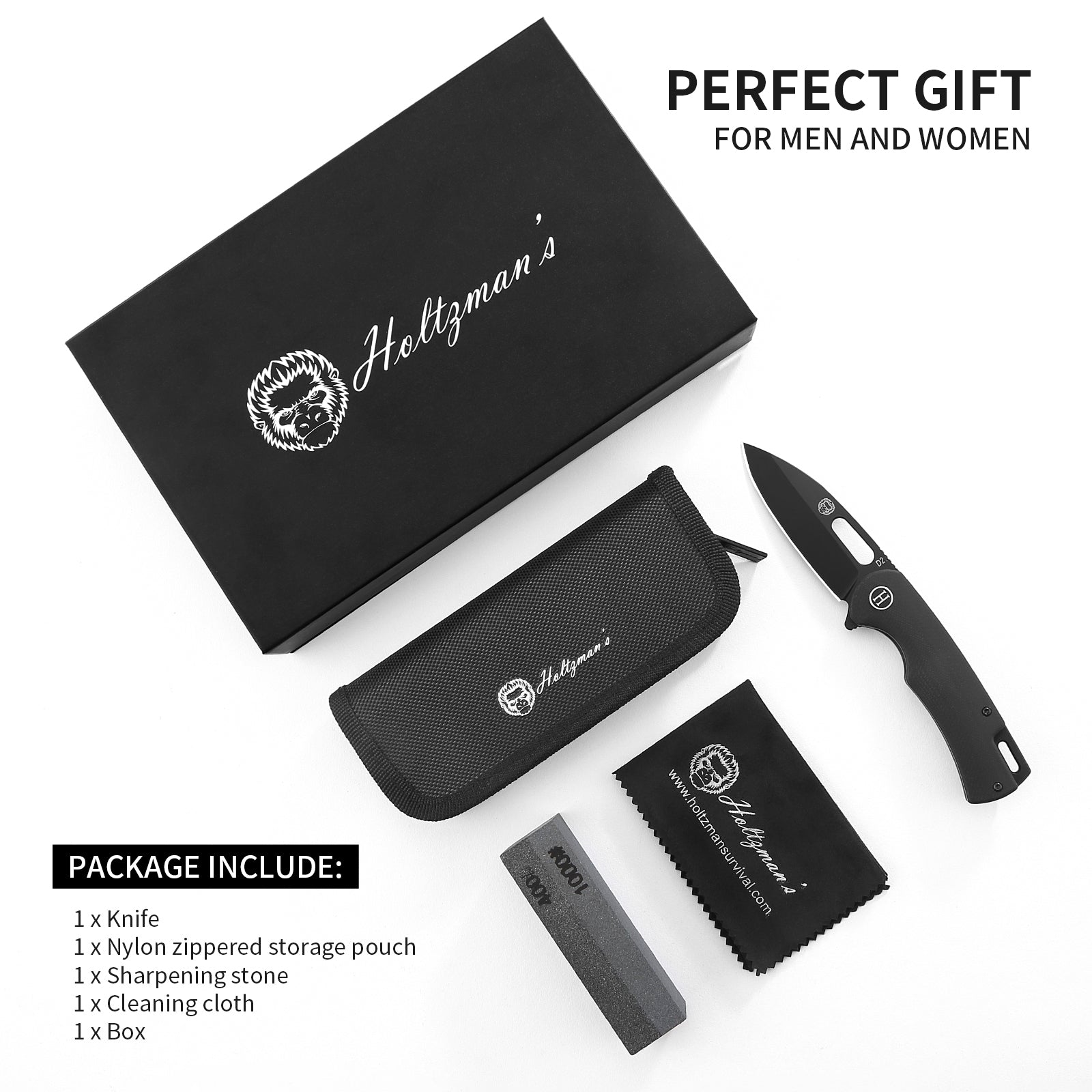 Venture Point Premium Folding Pocket Knife Gift Set for Adventurers (Black & Blue) - Korvel