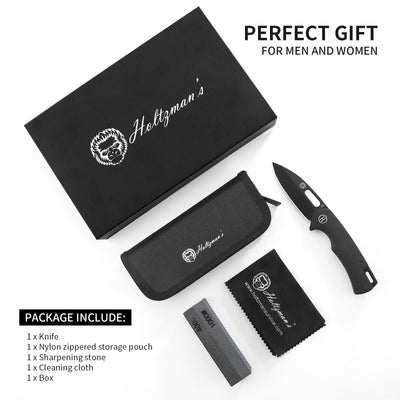 Venture Point Premium Folding Pocket Knife Gift Set for Adventurers (Black & Blue) - Korvel