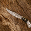 Exquisite Handmade Damascus Steel EDC Folding Knife | 3-Inch Blade, Sheep Horn Handle, Leather Sheath | Perfect Gift by KBS Knives - Korvel