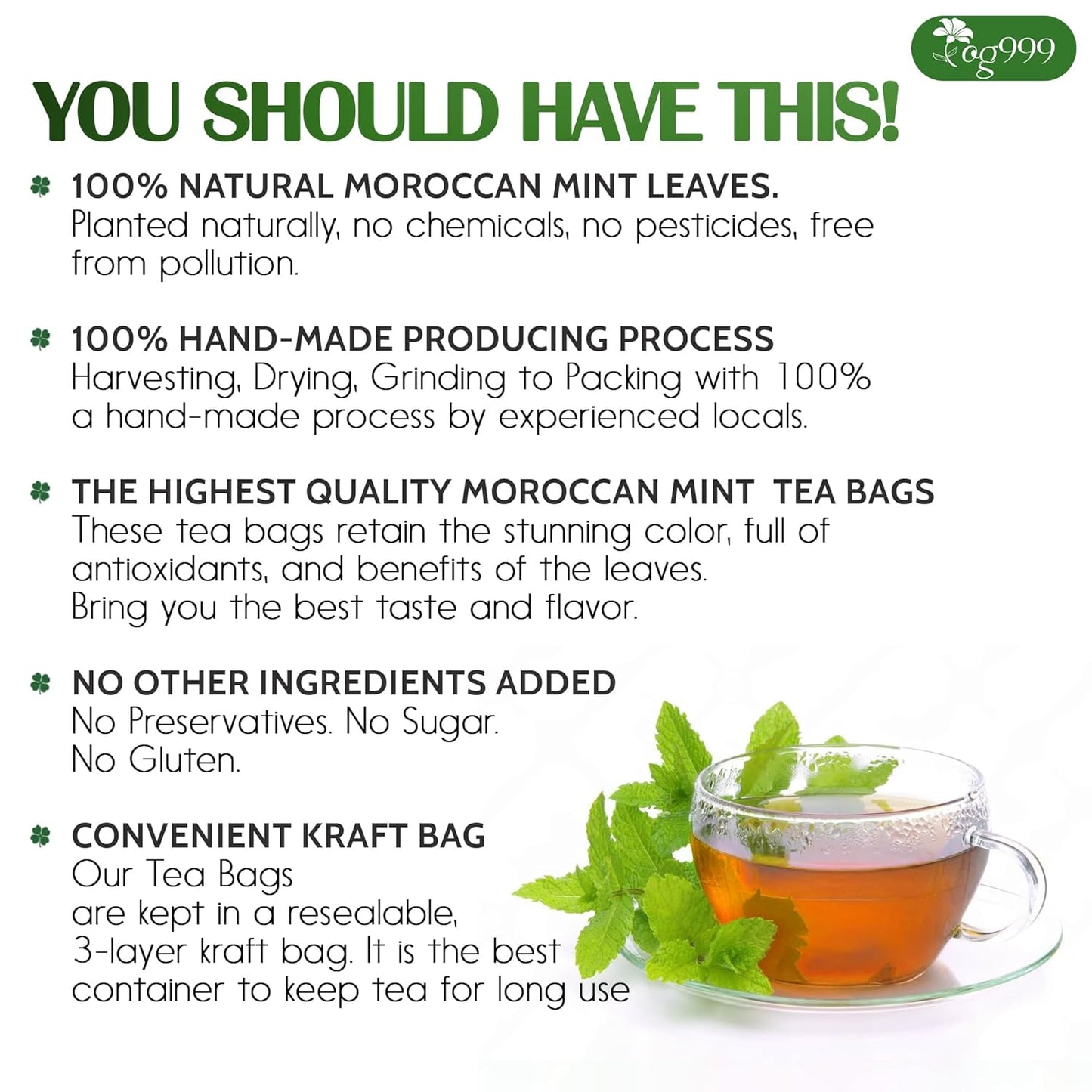 Thé vert à la menthe marocaine premium - Mélange herbal traditionnel