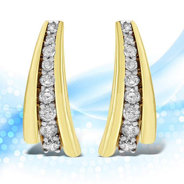 Pendientes Huggie de Diamantes de Plata Esterlina Bañados en Oro de 10K