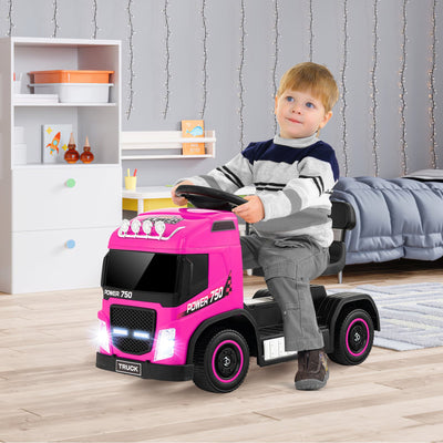 6V Kids Electric Ride-on Truck with Adjustable Seat - Pink