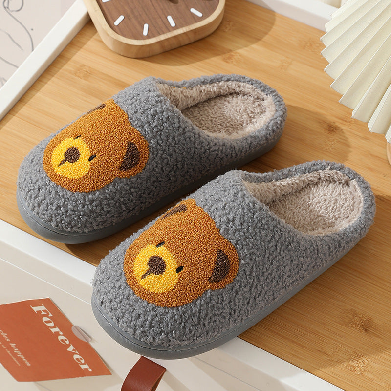 Zapatillas de felpa con cara sonriente para mujer - Calzado interior acogedor