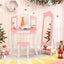 Ensemble de coiffeuse et armoire à bijoux Gbruno pour enfants - Rose