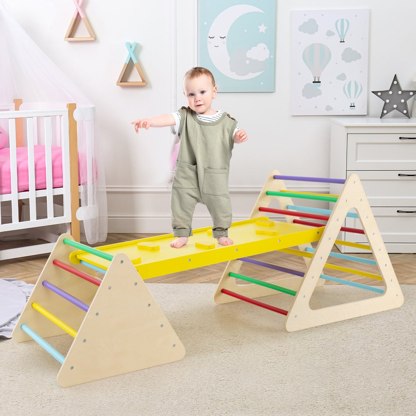 3 Piece Montessori Toddler Triangle Set with Ramp