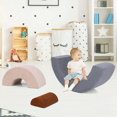 3 Piece Soft Play Equipment Set for Toddlers - Grey