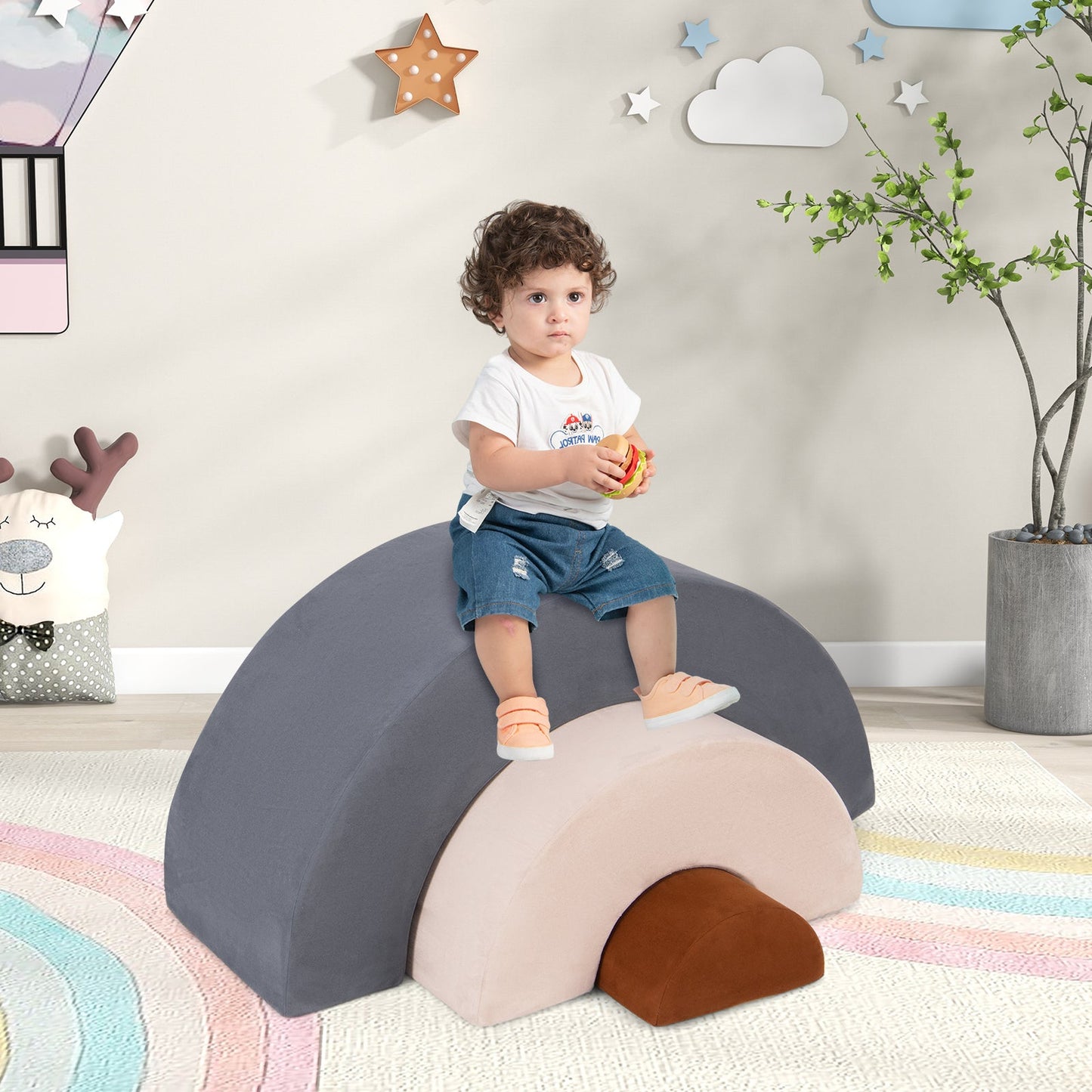 Ensemble de matériel de jeu doux 3 pièces pour tout-petits - Gris