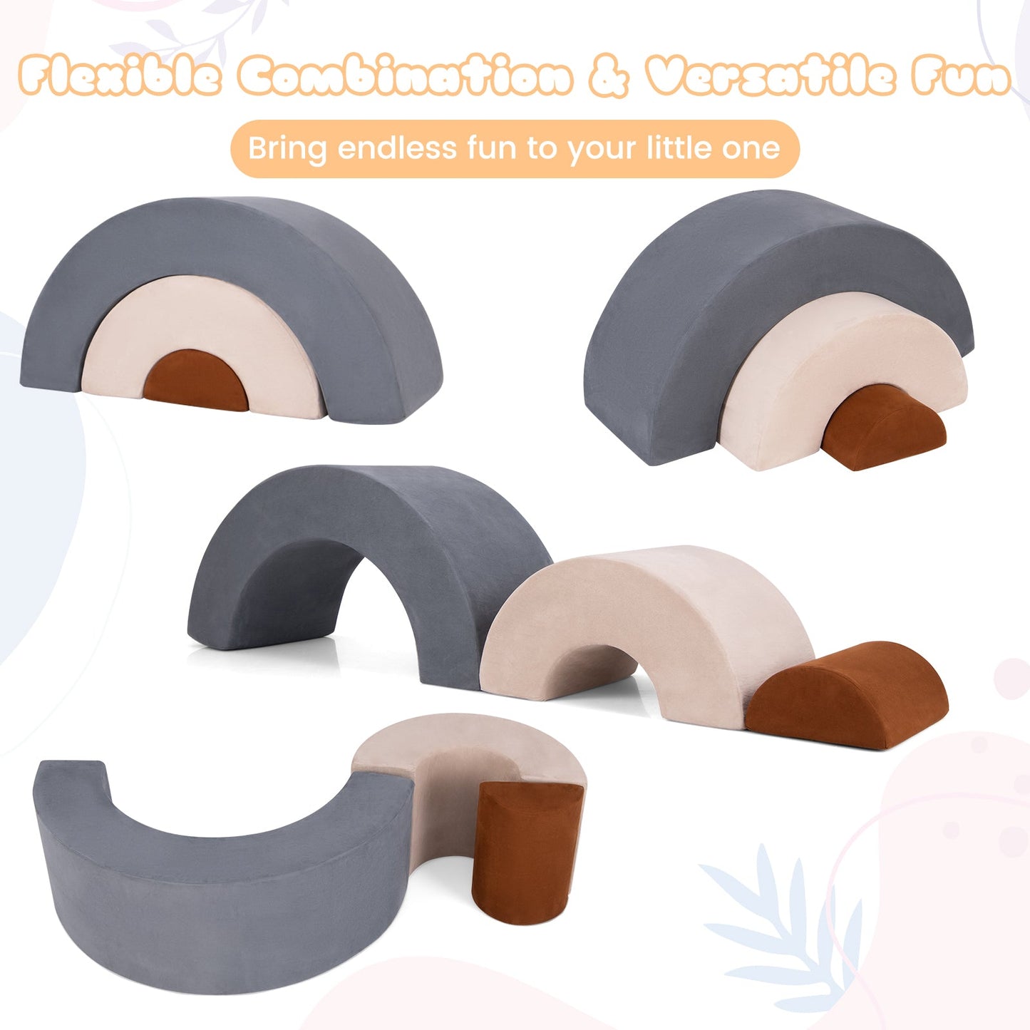 Ensemble de matériel de jeu doux 3 pièces pour tout-petits - Gris