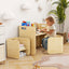 3-Piece Kids Wooden Table and Chair Set - Natural