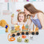3-Section Wooden Train Set with Stackable Building Blocks