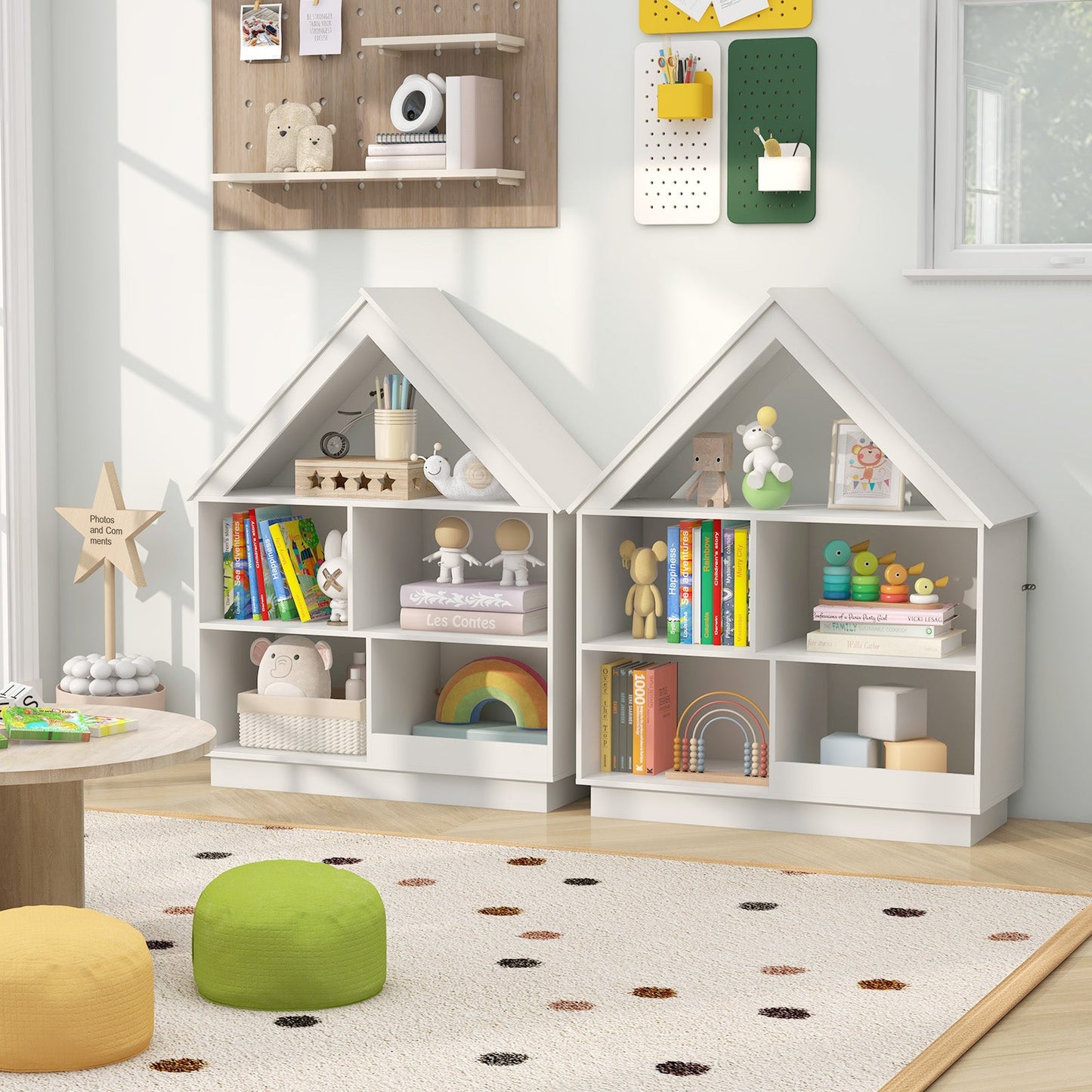 Organizador de Almacenamiento de Juguetes en Forma de Casa de 3 Niveles - Blanco
