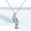 Collier Pendentif Courbe Bypass en Argent Sterling .925 avec Accent de Diamant