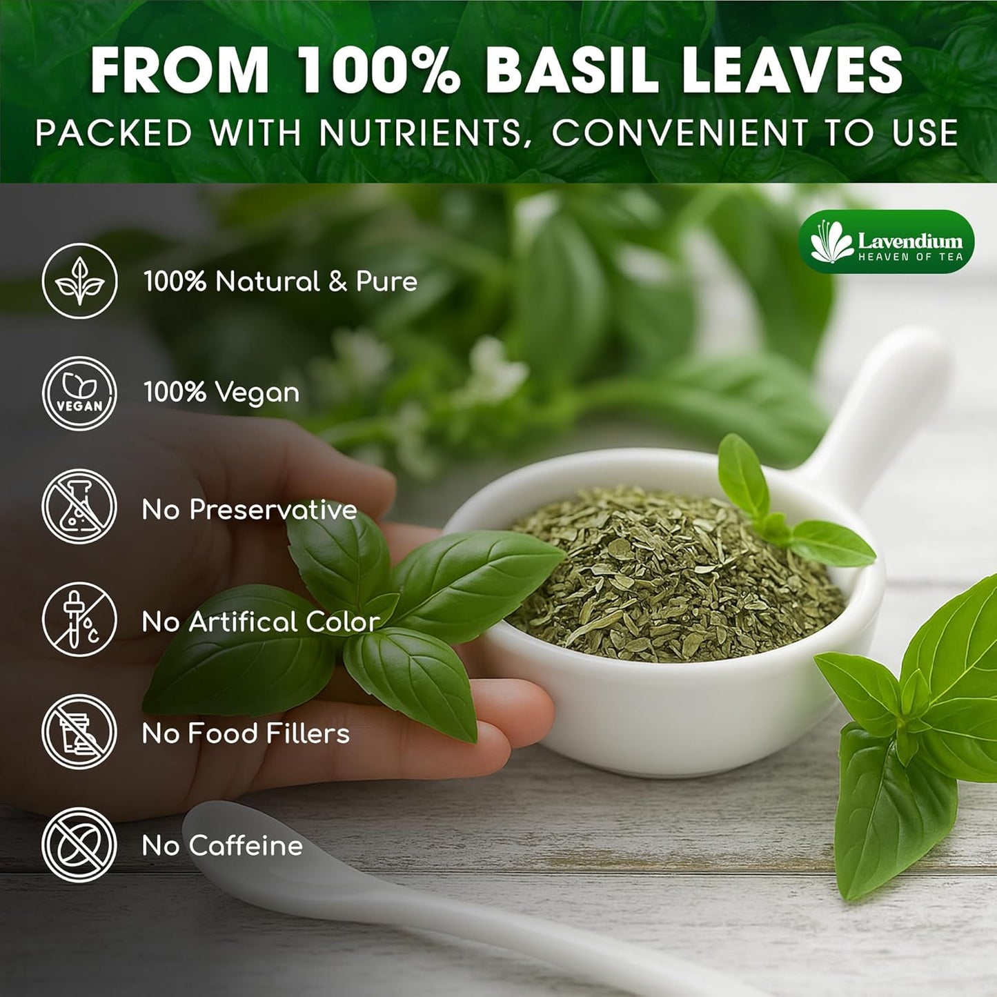 Basilic Séché Premium – 100% Pur, Non-OGM, Sans Gluten, Végétalien