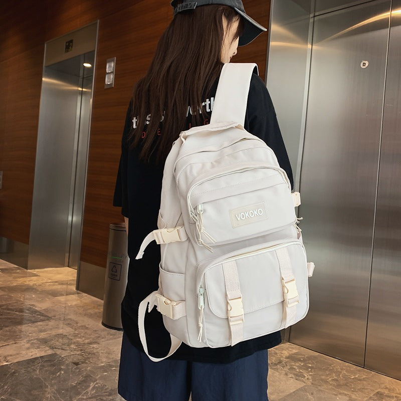 Mochila de Lona de Gran Capacidad y Moda para la Escuela y Uso Diario