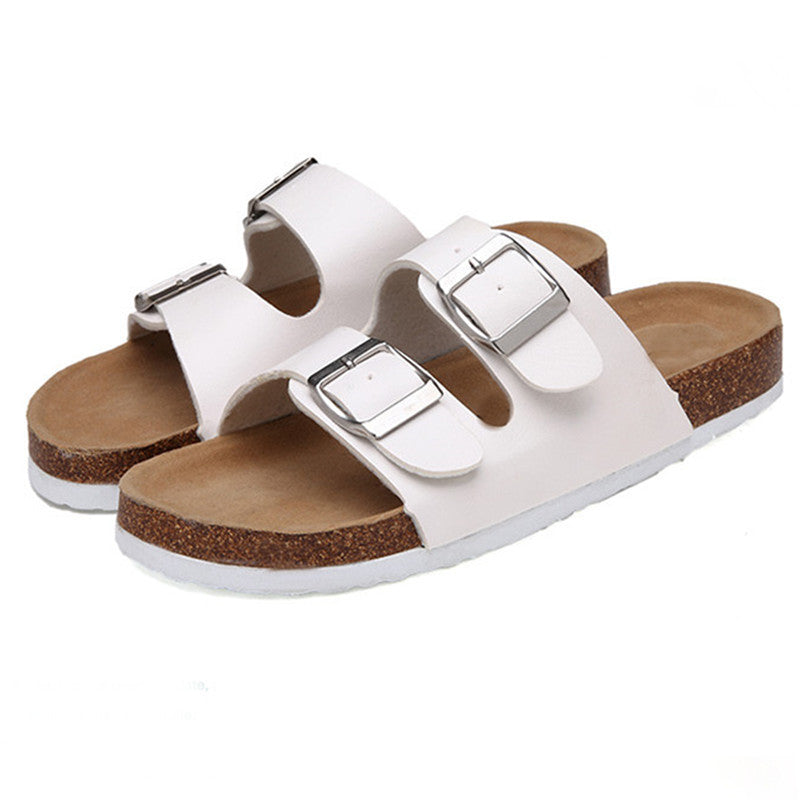 Sandalias deslizantes de doble hebilla ajustables premium para mujeres