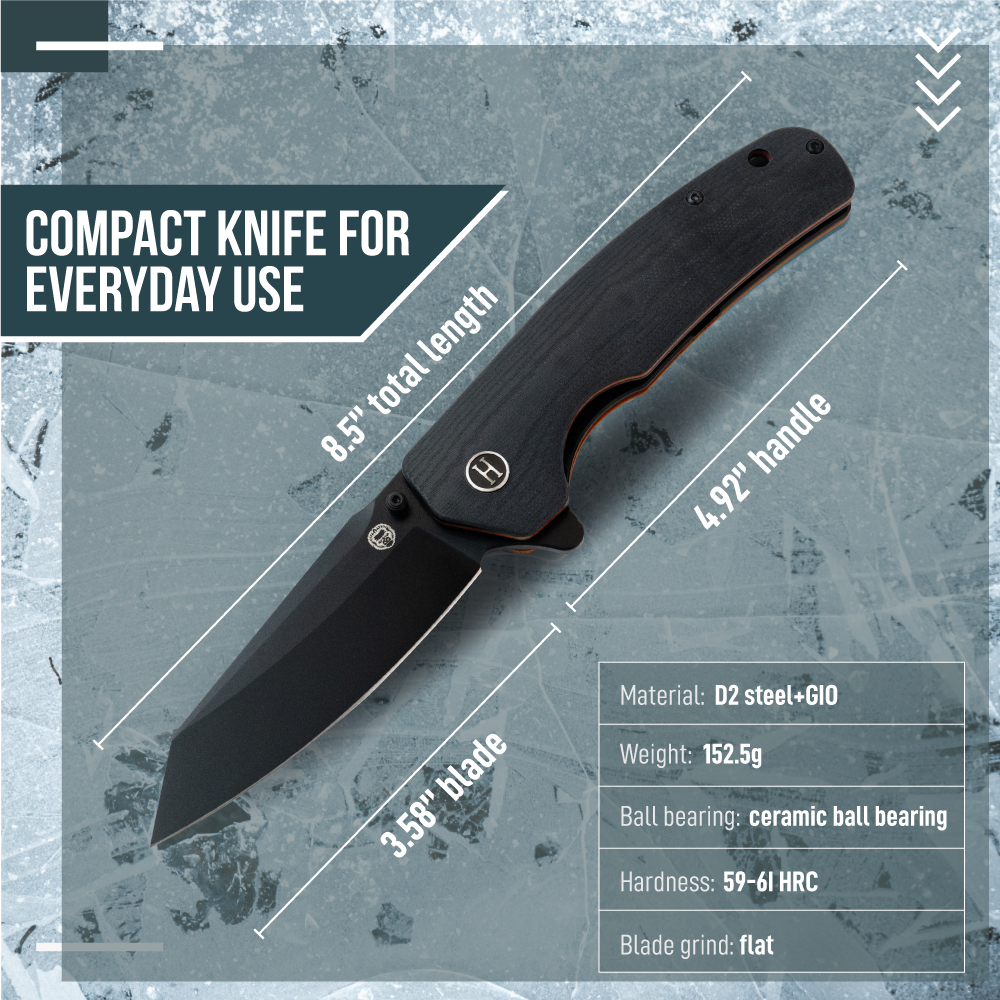 Premium Clip Point Folding Pocket Knife Gift Set for Adventurers (Black & Orange) - Korvel