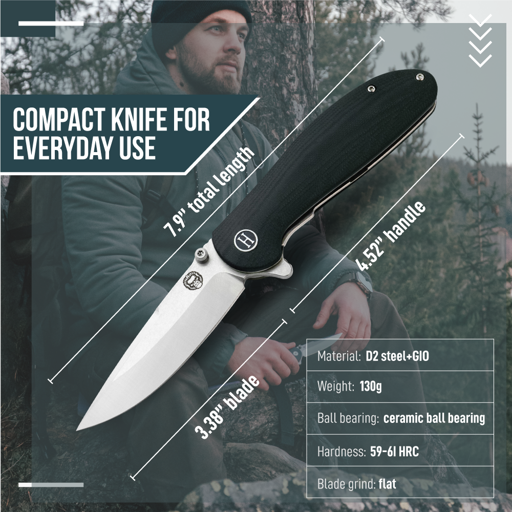 Premium Folding Pocket Knife Gift Set for Adventurers (Silver & Black) - Korvel