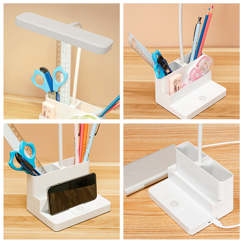 Lampe de Table LED avec Rangement pour Stylos et Protection des Yeux