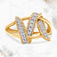 Anillo de Bypass Interlocking de Plata de Ley Baño de Oro de 14K con Diamantes - Talla 7