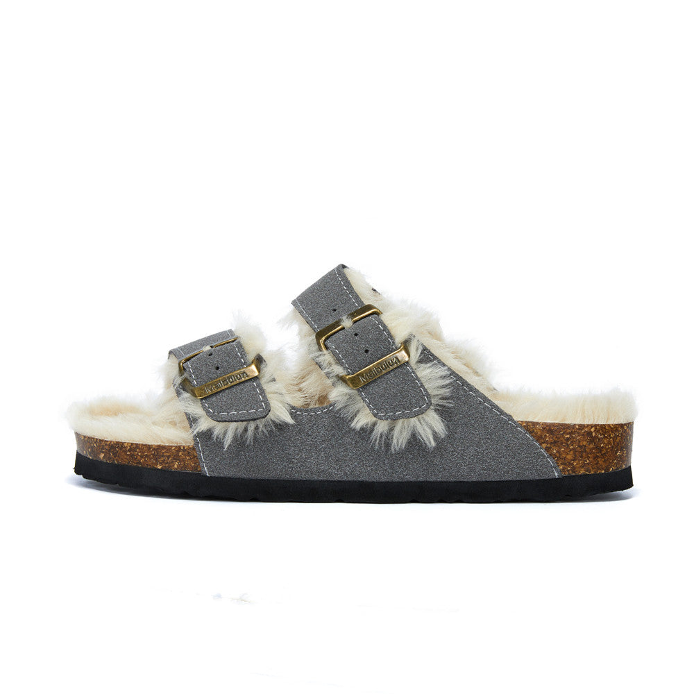 Zapatillas de Lana Premium con Hebilla Ajustable para Comodidad Interior y Exterior