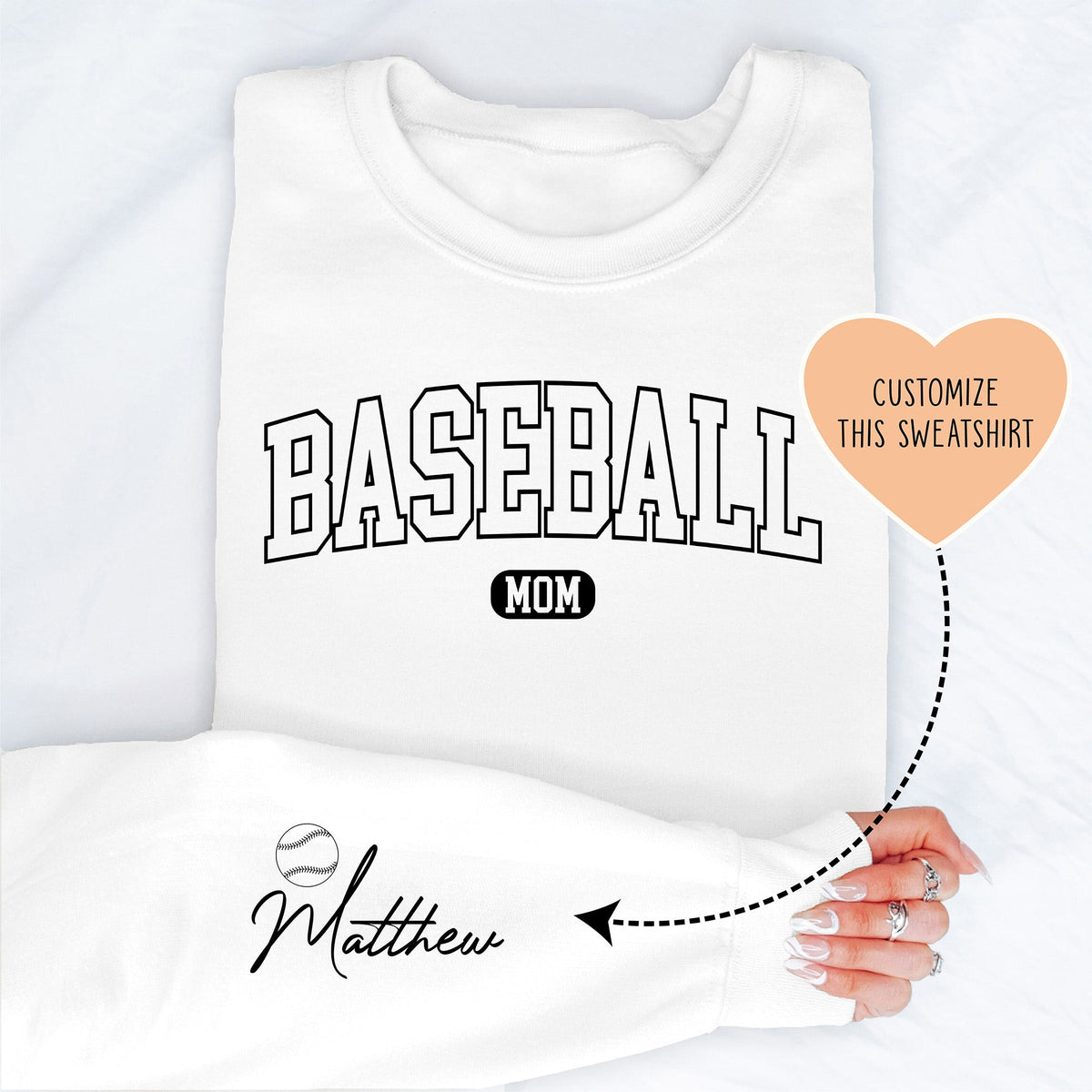 Sweatshirt personnalisable pour maman de baseball