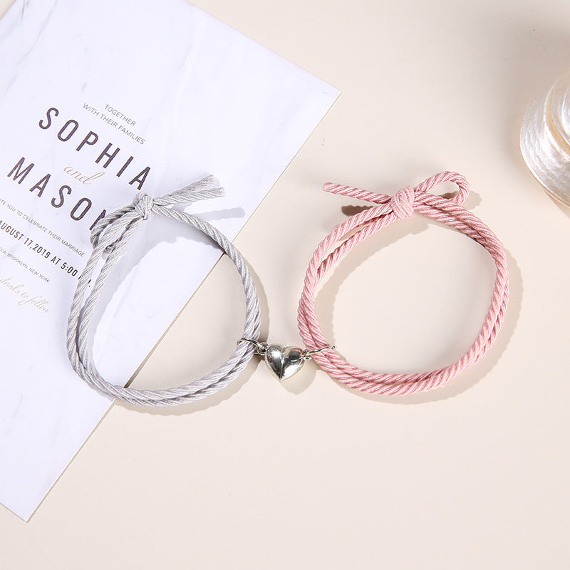 Bracelets de Couple Magnétiques - Charme Cœur en Acier Inoxydable