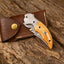 Exquisite Handmade Damascus Steel EDC Folding Knife | 3-Inch Blade, Bone Handle, Leather Sheath | Perfect Gift by KBS Knives - Korvel