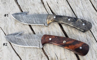 Premium Damascus Steel Guthook Skinning Knife for Hunters - Korvel