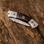 Artisan Crafted Damascus Steel Tanto Folding Knife | 3-Inch Blade, Wenge Wood Handle, Leather Sheath | Ideal Groomsman Gift - Korvel
