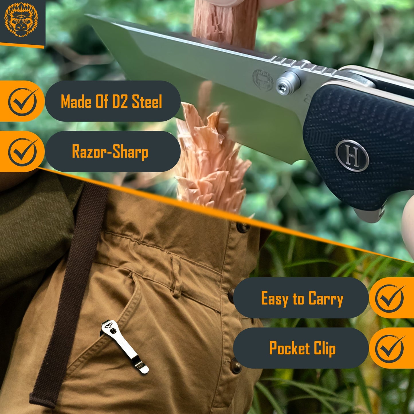 The Pioneer Folding Pocket Knife Giftset for Men and Women (Silver and Black) - Korvel