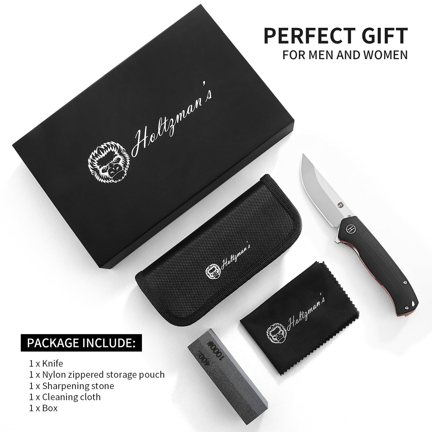 The Ultimate Pathfinder Folding Pocket Knife Gift Set for Adventurers (Silver & Red) - Korvel