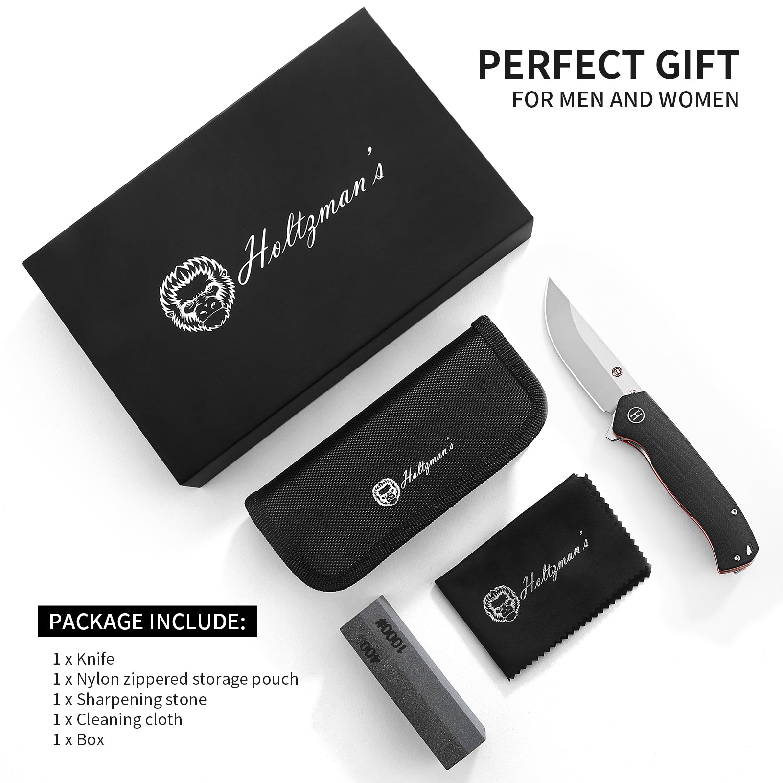 The Ultimate Pathfinder Folding Pocket Knife Gift Set for Adventurers (Silver & Red) - Korvel
