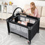 3-in-1 Portable Baby Crib and Playpen with Changing Table - Black