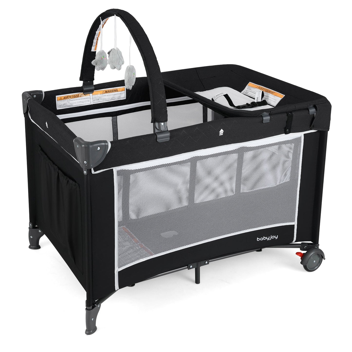 3-in-1 Portable Baby Crib and Playpen with Changing Table - Black