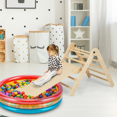 Set de Escalada Ajustable 3 en 1 para Niños - Madera Natural