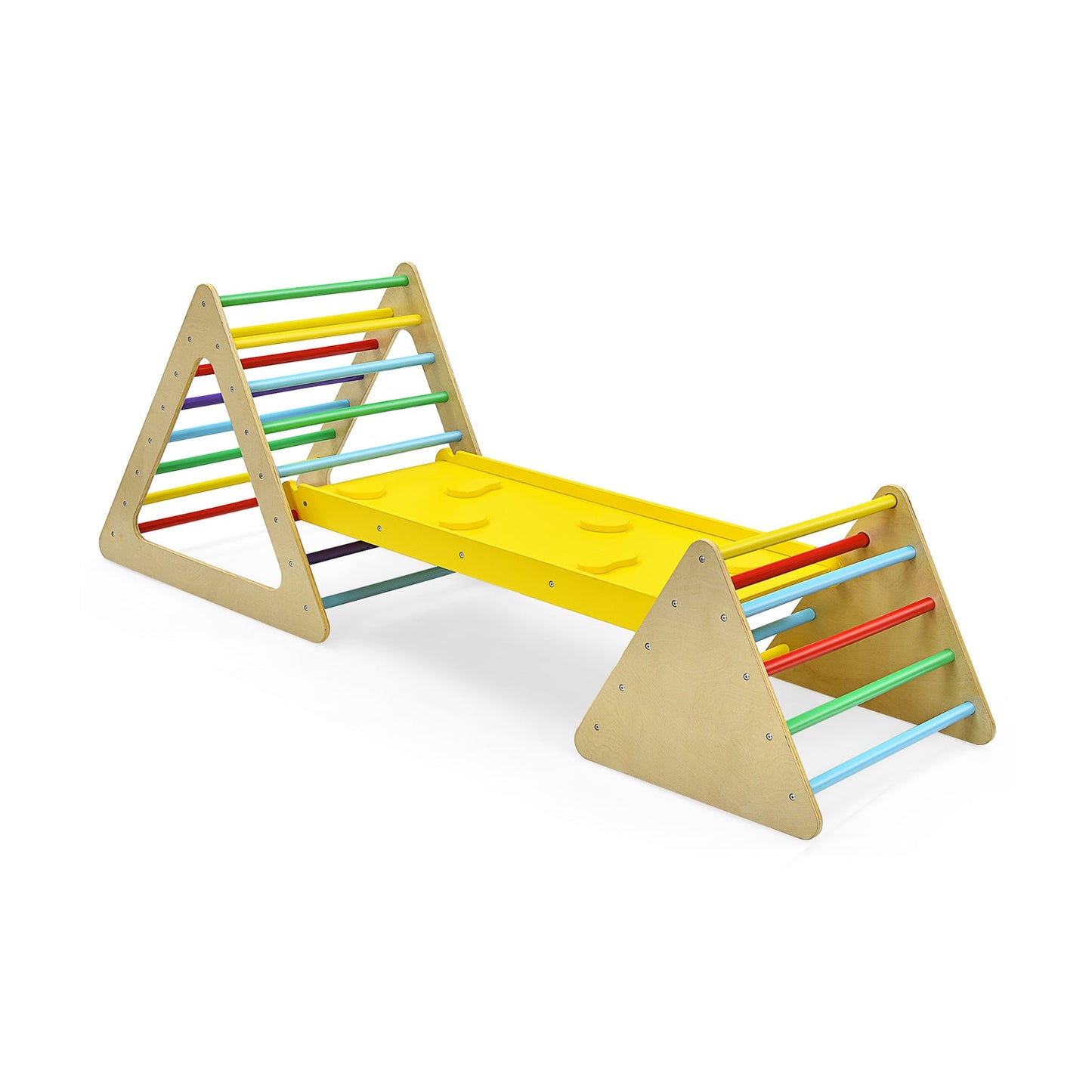 3-in-1 Wooden Triangle Climber Set with Ramp
