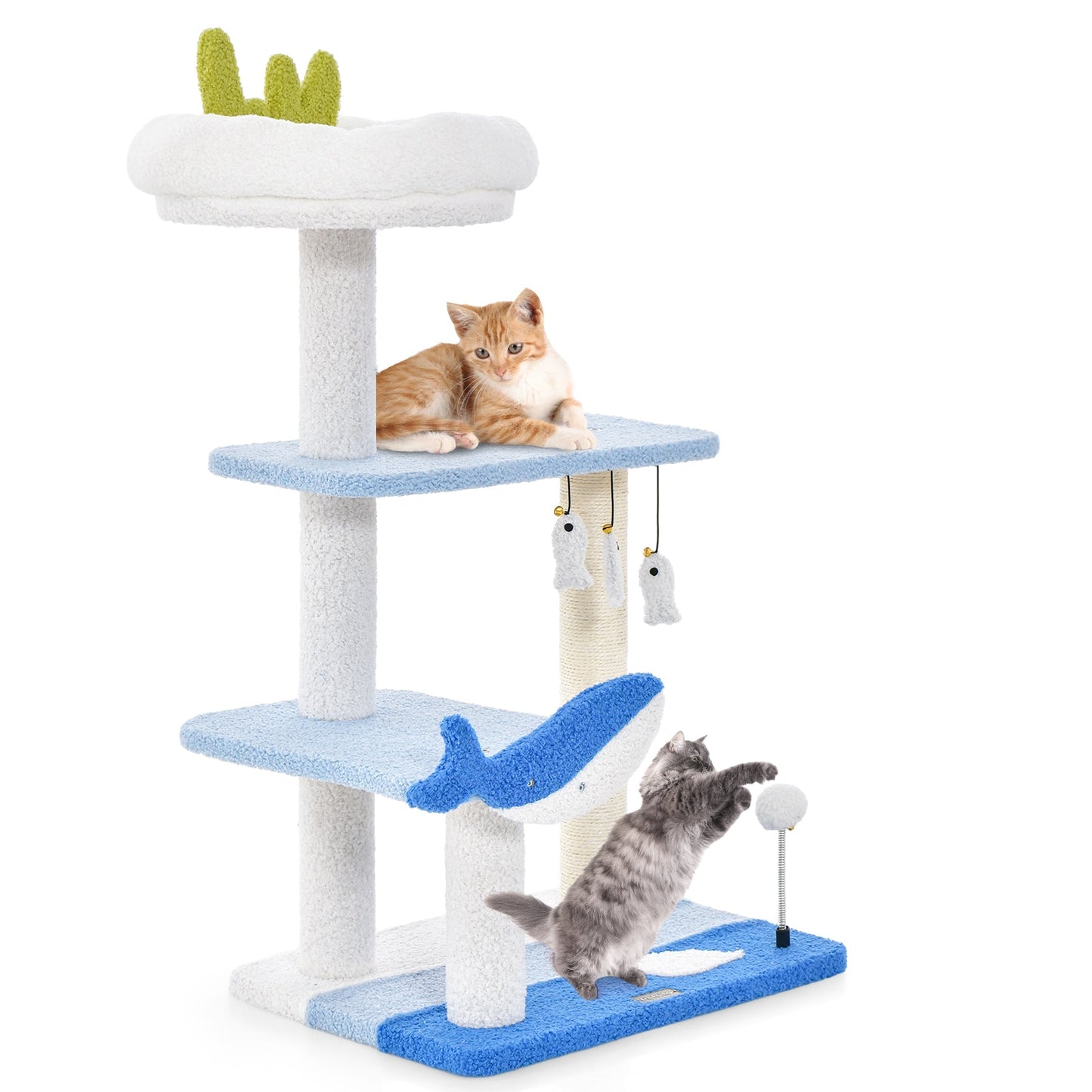 Torre para Gatos de 3 Niveles con Postes de Rascado de Sisal - Azul